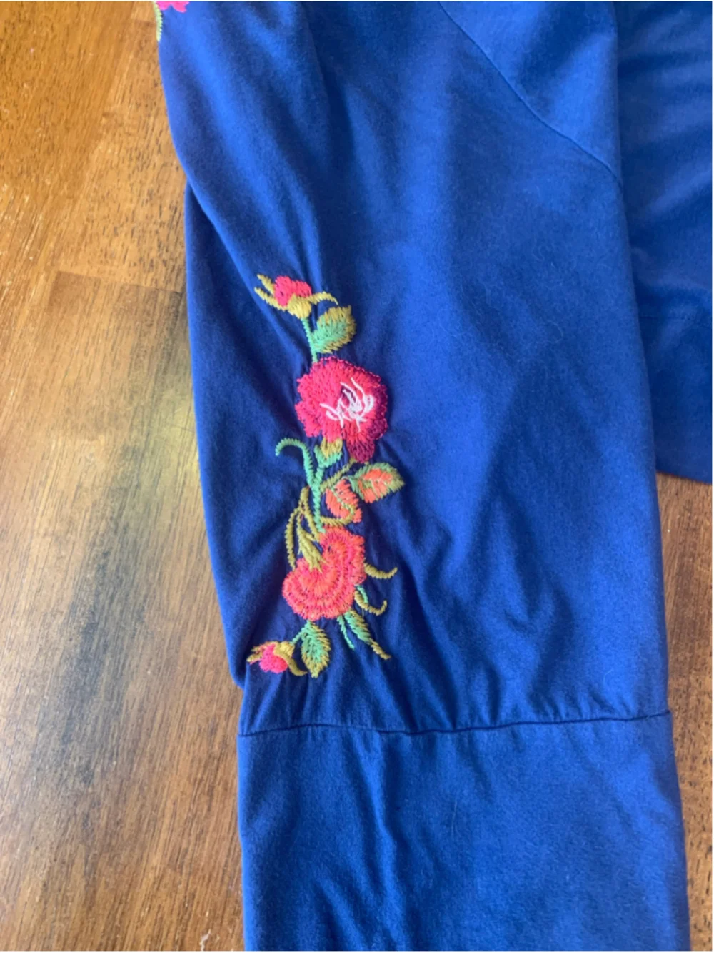 Johnny Was Cardigan XL Navy Blue Multi embroidered Floral